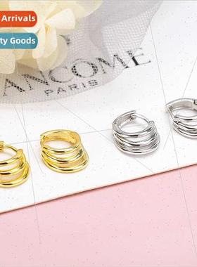 925 silver Korearound double ring earrings buckle nd ins ear