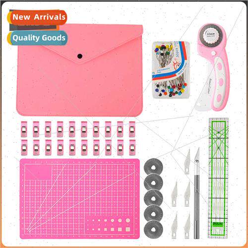 New Pink Cloth Cutter Round Roller Knife 45mm Cutting Board