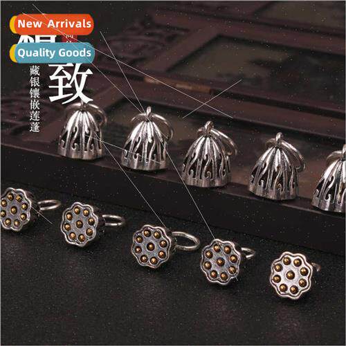 Inlaid lotus diy handmade jewelry accessories red rope weavi