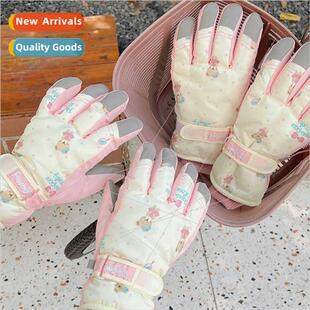 Korean  soft girl ski gloves cute bear winter warm padded -s