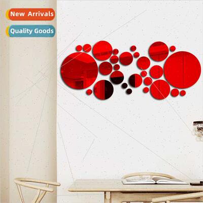 Mirror mirror wall stickers circle mirror Korean fashion 3d