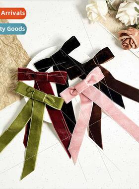 Mori system velvet bow ribbon hair clips female sweet lovely