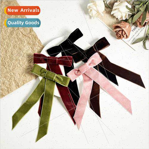 Mori system velvet bow ribbon hair clips female sweet lovely