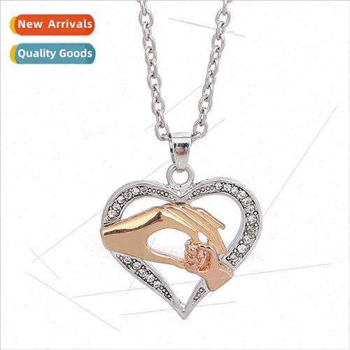 Mixed color necklace new three colors plating hand in hand h