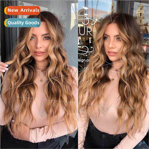 Europe Wigs Parted Long Curly Hair Fashion Jump Color Medium