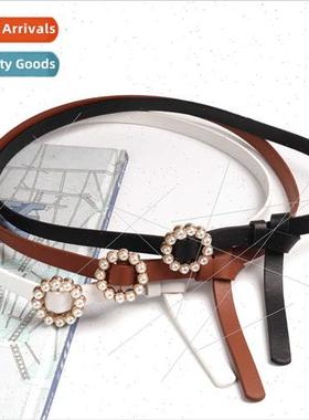 Round pearl thin belt female decorative waist seal skirt ret