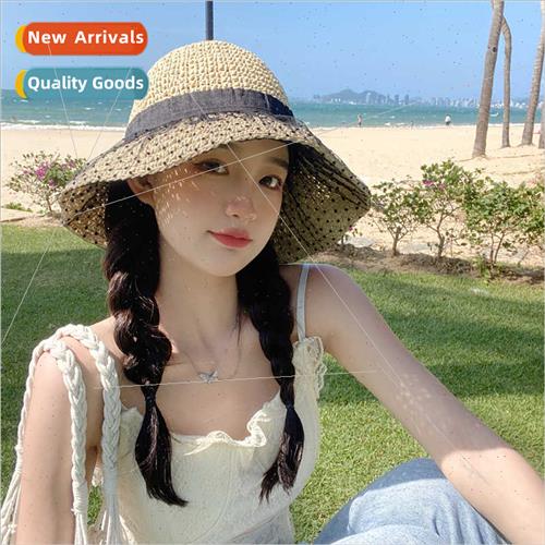 French - polka dot net yarn hollow fisherman hat sun hat chi