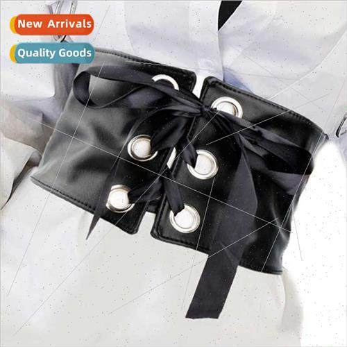 Fashion Europe Ladies Belt Women Elastic Bow Tie Wide Belt B