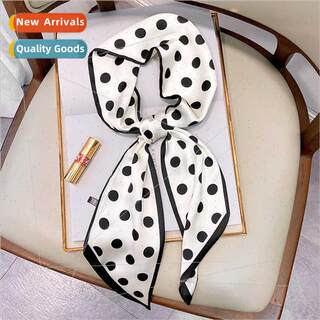 Korean fashion polka dot thin narrow long silk scarf women s