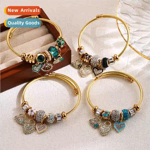 Hundred diamond bracelet stainless steel love pendant couple