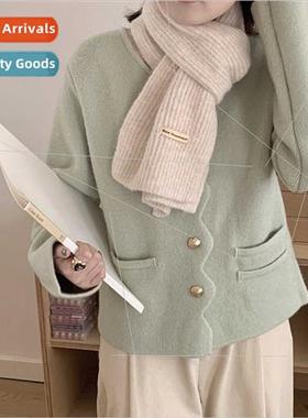 Label-free candy wool blended patchwork scarf warm scarf aut