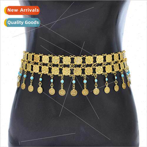 Europe waist accessories vintage multi-layer coin tassel wai