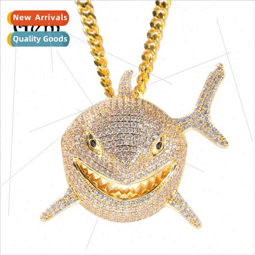 Europe 6IX9INE Zirconia Shark Pendant Men Hip Hop Necklace g