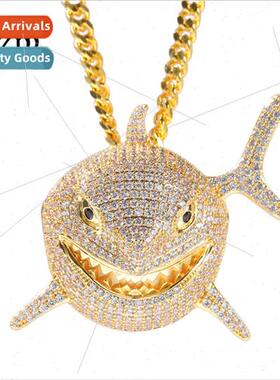 Europe 6IX9INE Zirconia Shark Pendant Men Hip Hop Necklace g