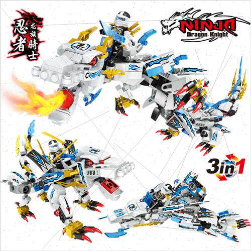2256 three change ninja dragon knight children building toys