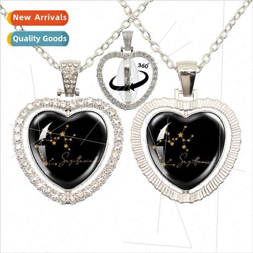 Zodiac gns Zodiac Heart Pendant Double ded Peach Heart Neckl
