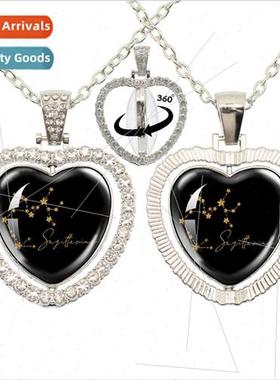 Zodiac gns Zodiac Heart Pendant Double ded Peach Heart Neckl