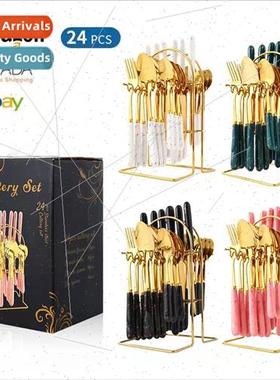 Stainless Steel Cutlery 24 Piece  Set Plastic Imitation Cera