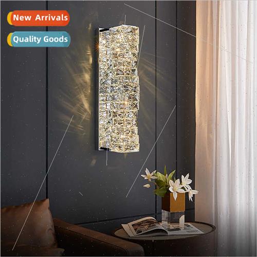 -modern light luxury crystal wall lamp living room backgroun