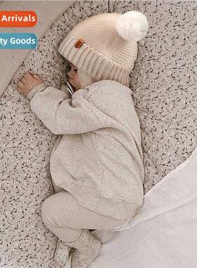 Newborn baby hat baby fall winter  hat cute double ball ear