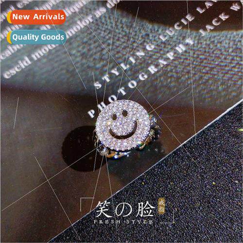 Smiley ring female Korea diamond open ring ins index finger