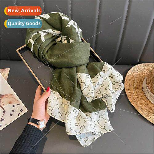 2023 new scarf female spring autumn hundred wh Korean  plaid