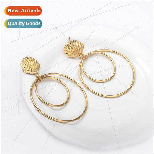 Shell metal circle earrings earrings Europe fashion creative