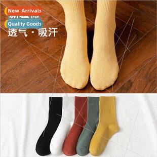Mid-calf socks women spring autumn Sweat absorption breathab