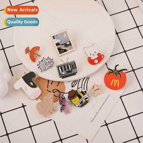 Cartoon Creative New Butterfly Bee Brooch Pet Alloy Teacup A - 实物图