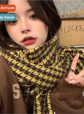 Thousbird plaid ins scarf female fall winter 2023 new Korean