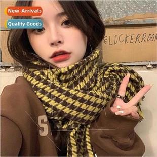 scarf female new plaid Korean 2023 ins winter Thousbird fall