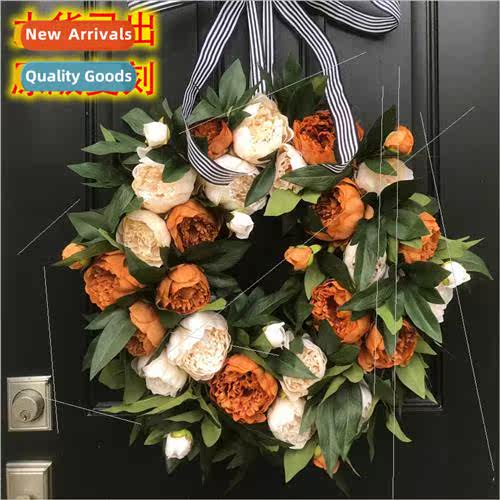 New spring peony wreath simulation spring wreath fake flower