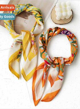 French gentle simulation silk scarf spring fall  floral smal