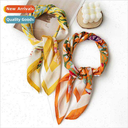 French gentle simulation silk scarf spring fall  floral smal