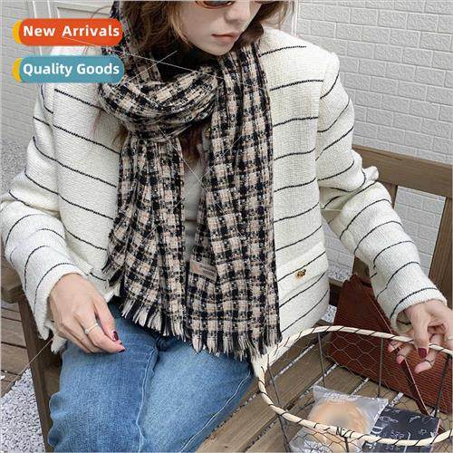2023 new small plaid boutique versatile scarf female student