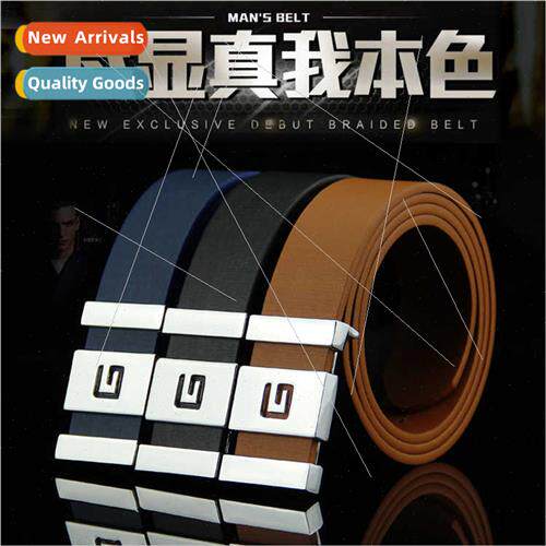 Network Korean belt men plate buckle belt fashion letter-smo