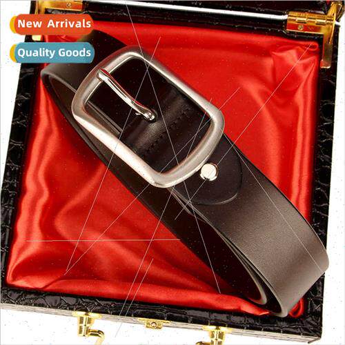 Steel buckle belt leather men head layer pure cowhide busine