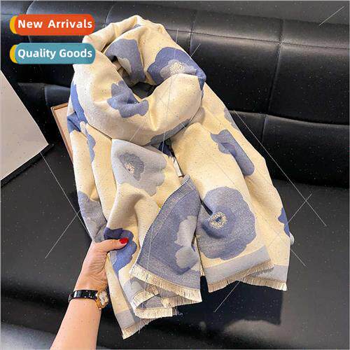 Autumn winter floral  imation cashmere scarf thickened print