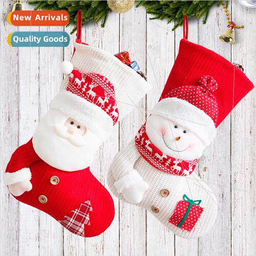 Christmas decorations cute large red whe knted fabric socks