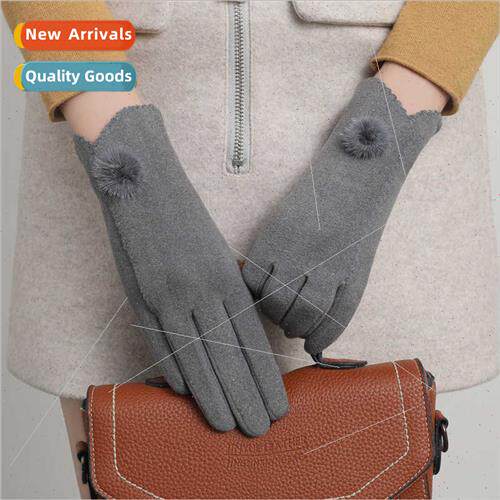 Autumn winter new warm padded touch screen gloves driving ri