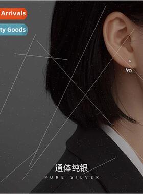 S925 silver KoreaYES back hanging earrings tide asymmetric N