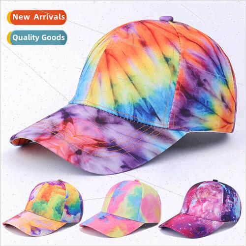 Europe new tie-dye printed baseball cap female tide  outdoor