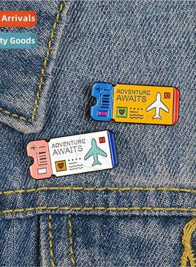 Cute Cartoon Airline Ticket Brooch Shaw War Airplane Ticket