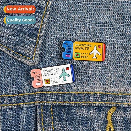 Cute Cartoon Airline Ticket Brooch Shaw War Airplane Ticket