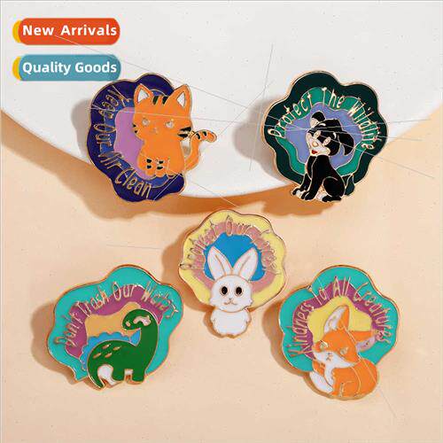 creative cute dinosaur rabb fox cat brooch cartoon animal me