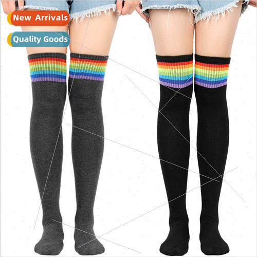 College rainbow stockings children colorful striped long kne