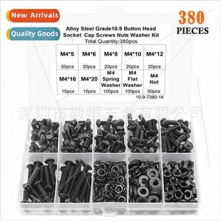 380pcs black 10.9 alloy high steel pan socket head sngth