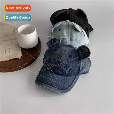 High  men women cute bear ears baseball cap Korean letters e