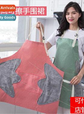 Wipeable HApron nen Apron Tie Sleeveless Apron Home Large Po
