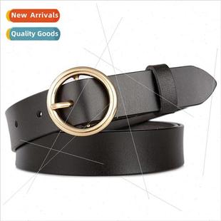 Belt Cowhide Jeans Round Casual Ladies Decoration Bel Buckle